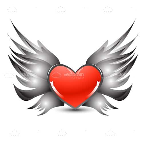 Red Heart with Wings